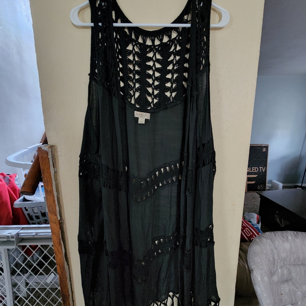 Woven tank cardigan